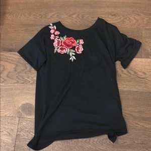 Black floral t shirt